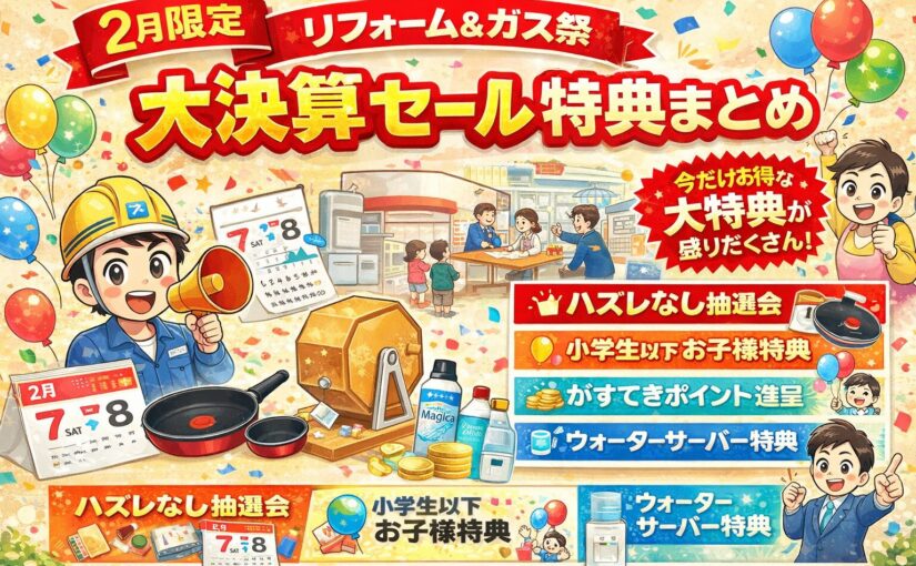 【2月限定】リフォーム＆ガス祭大決算セール特典まとめ
