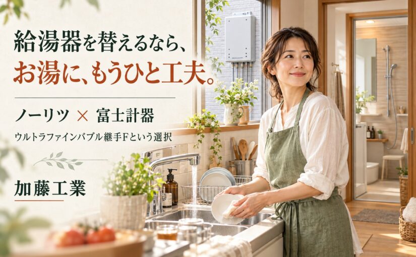 ノーリツ給湯器の交換時にウルトラファインバブルを。継手Fの選び方と費用の見方【小牧市】